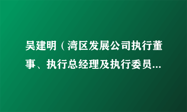 吴建明（湾区发展公司执行董事、执行总经理及执行委员会成员）