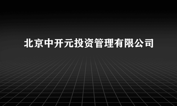 北京中开元投资管理有限公司
