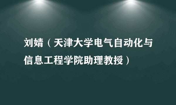刘婧（天津大学电气自动化与信息工程学院助理教授）