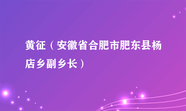 黄征（安徽省合肥市肥东县杨店乡副乡长）