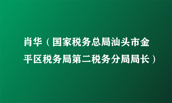 肖华（国家税务总局汕头市金平区税务局第二税务分局局长）