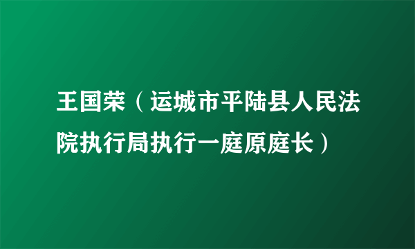 王国荣（运城市平陆县人民法院执行局执行一庭原庭长）