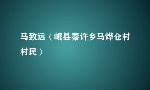 马致远（岷县秦许乡马烨仓村村民）
