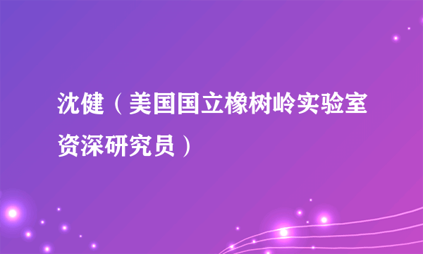 沈健（美国国立橡树岭实验室资深研究员）