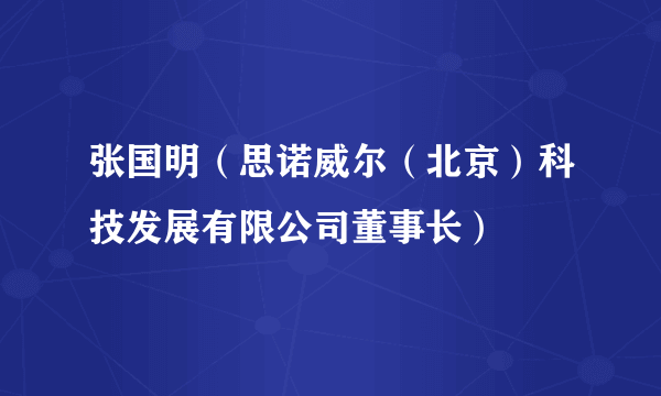 张国明（思诺威尔（北京）科技发展有限公司董事长）