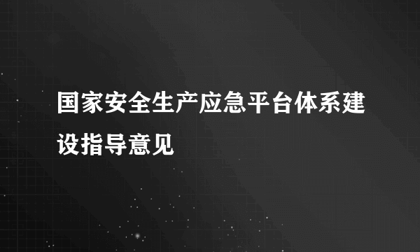 国家安全生产应急平台体系建设指导意见