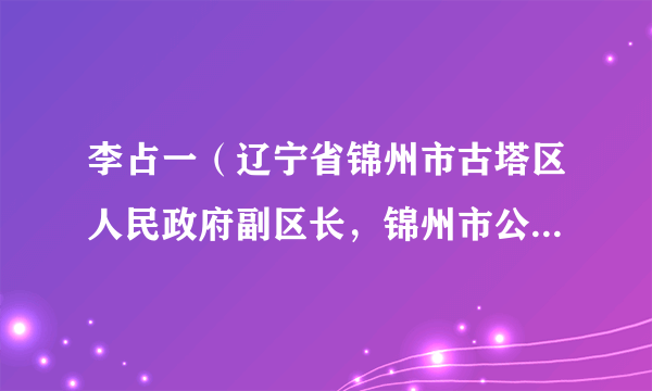 李占一（辽宁省锦州市古塔区人民政府副区长，锦州市公安局古塔分局党委书记、局长）