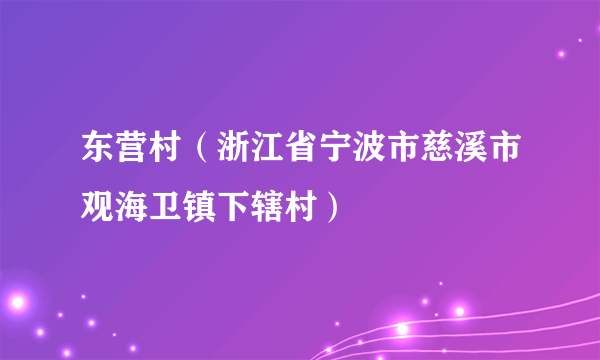 东营村（浙江省宁波市慈溪市观海卫镇下辖村）