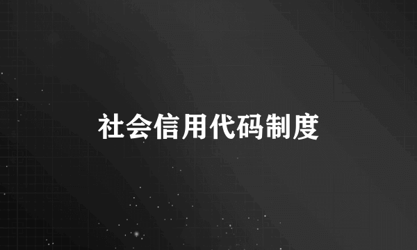 社会信用代码制度