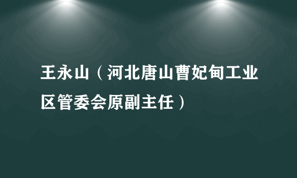 王永山（河北唐山曹妃甸工业区管委会原副主任）