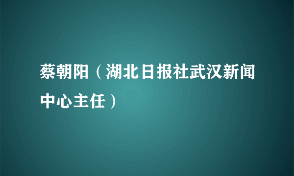 蔡朝阳（湖北日报社武汉新闻中心主任）