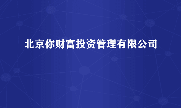 北京你财富投资管理有限公司