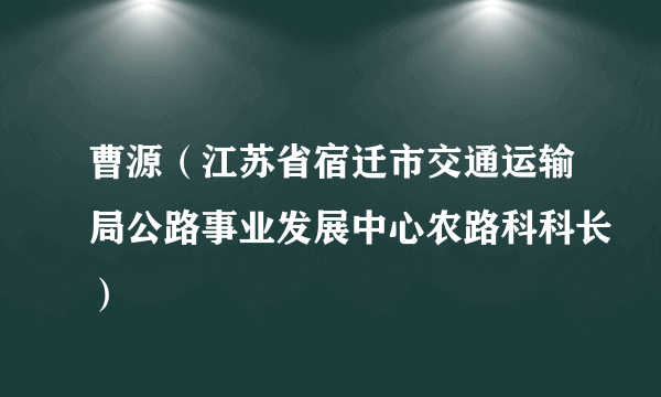 曹源（江苏省宿迁市交通运输局公路事业发展中心农路科科长）