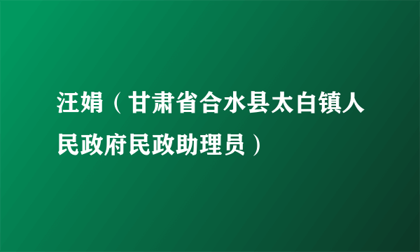 汪娟（甘肃省合水县太白镇人民政府民政助理员）