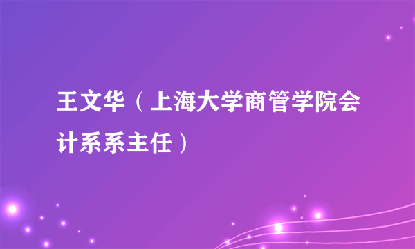 王文华（上海大学商管学院会计系系主任）
