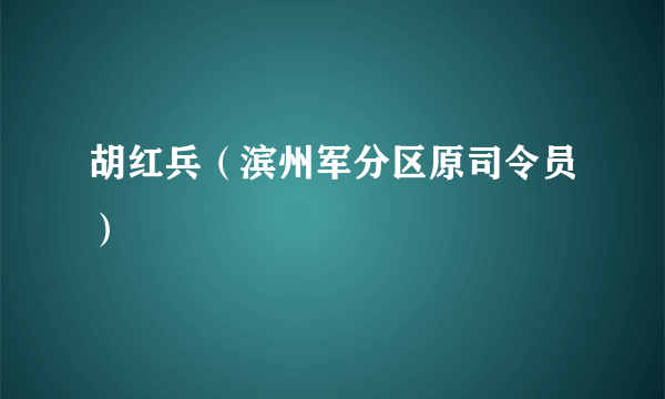 胡红兵（滨州军分区原司令员）