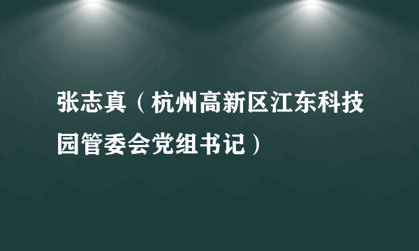 张志真（杭州高新区江东科技园管委会党组书记）