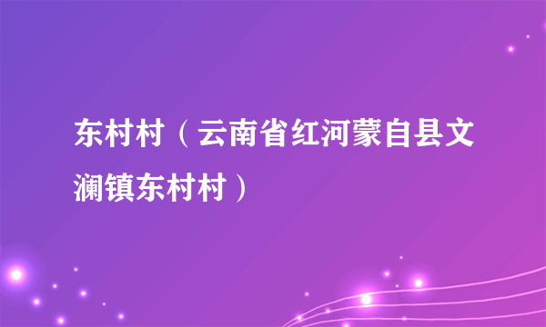 东村村（云南省红河蒙自县文澜镇东村村）