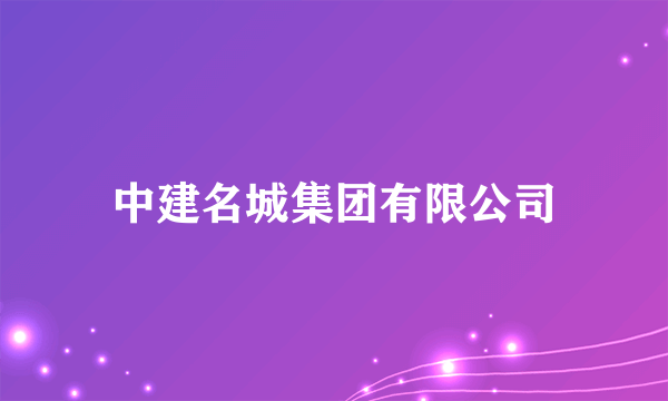 中建名城集团有限公司