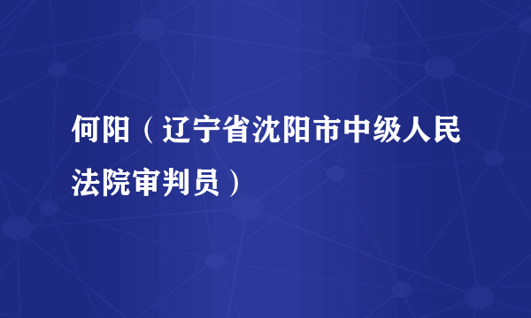 何阳（辽宁省沈阳市中级人民法院审判员）
