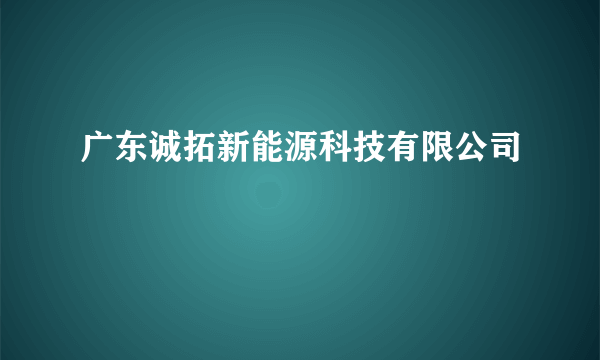 广东诚拓新能源科技有限公司