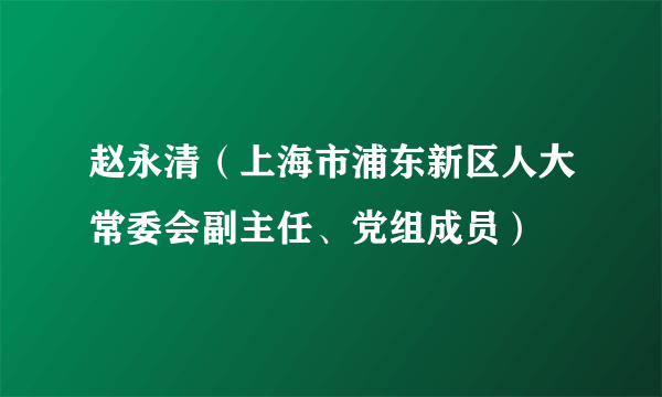 赵永清（上海市浦东新区人大常委会副主任、党组成员）