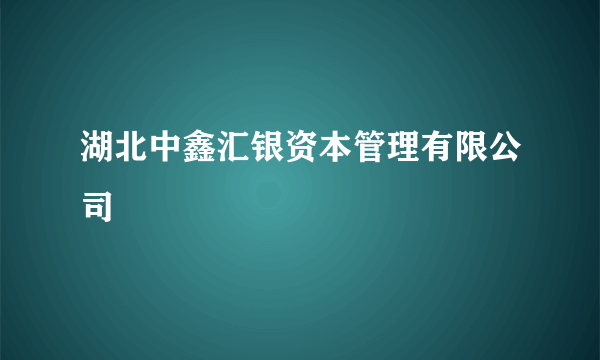 湖北中鑫汇银资本管理有限公司