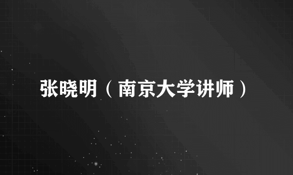 张晓明（南京大学讲师）
