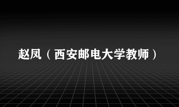 赵凤（西安邮电大学教师）