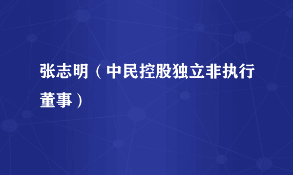 张志明（中民控股独立非执行董事）