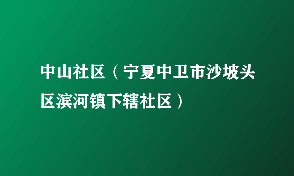 中山社区（宁夏中卫市沙坡头区滨河镇下辖社区）