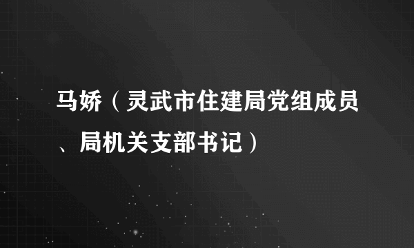 马娇（灵武市住建局党组成员、局机关支部书记）
