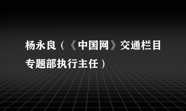 杨永良（《中国网》交通栏目专题部执行主任）