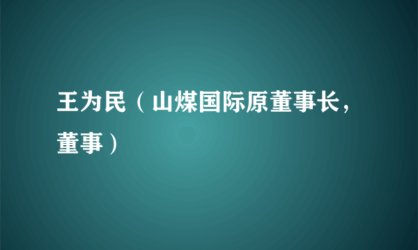 王为民（山煤国际原董事长，董事）