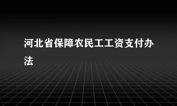 河北省保障农民工工资支付办法
