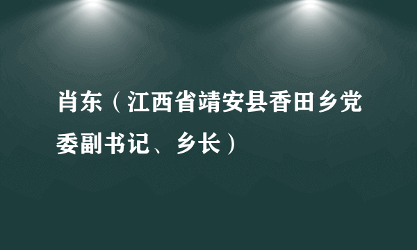 肖东（江西省靖安县香田乡党委副书记、乡长）