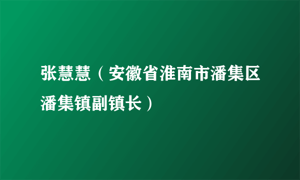 张慧慧（安徽省淮南市潘集区潘集镇副镇长）