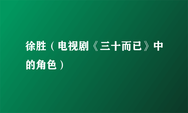 徐胜（电视剧《三十而已》中的角色）
