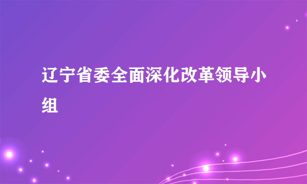 辽宁省委全面深化改革领导小组