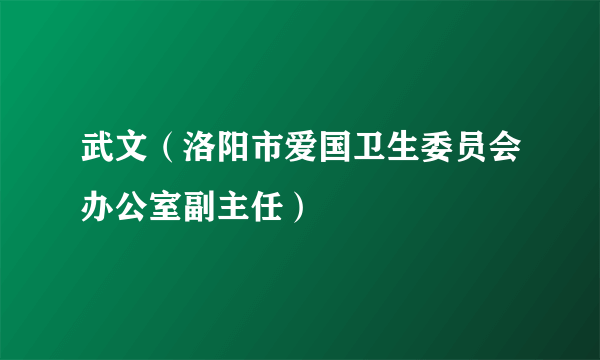 武文（洛阳市爱国卫生委员会办公室副主任）