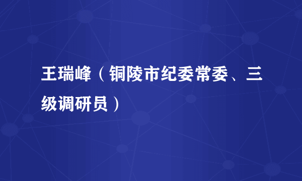 王瑞峰（铜陵市纪委常委、三级调研员）