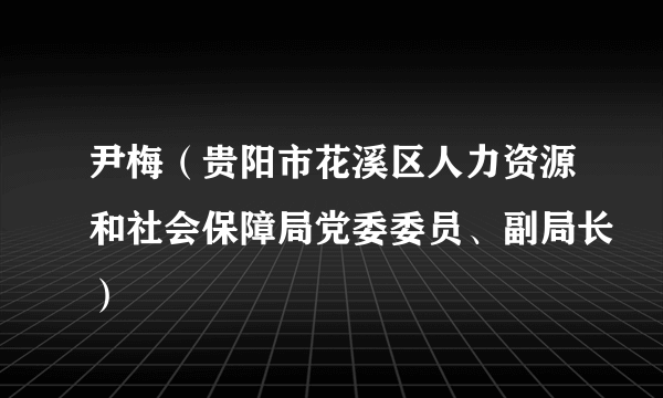 尹梅（贵阳市花溪区人力资源和社会保障局党委委员、副局长）