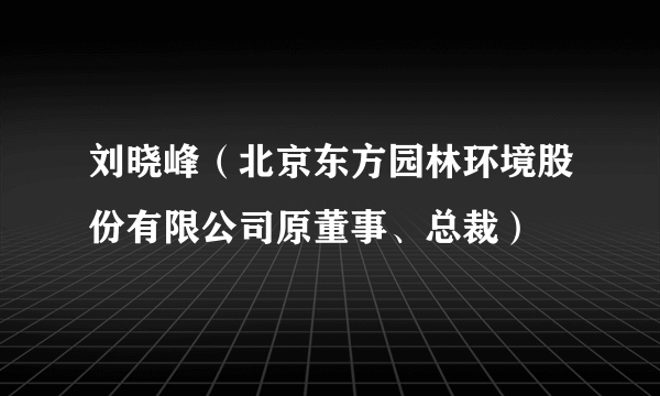 刘晓峰（北京东方园林环境股份有限公司原董事、总裁）