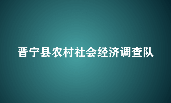 晋宁县农村社会经济调查队