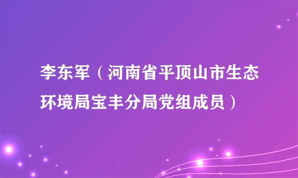 李东军（河南省平顶山市生态环境局宝丰分局党组成员）