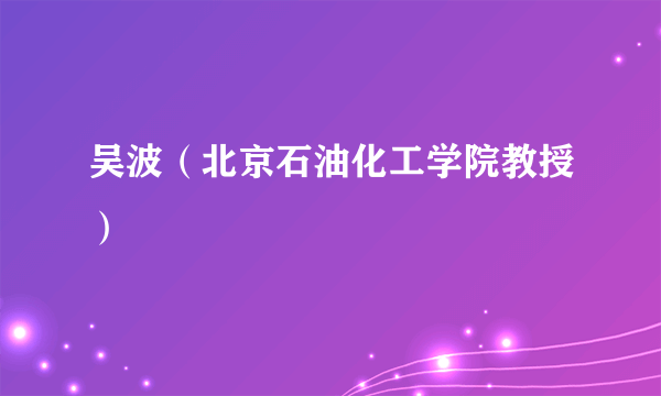 吴波（北京石油化工学院教授）