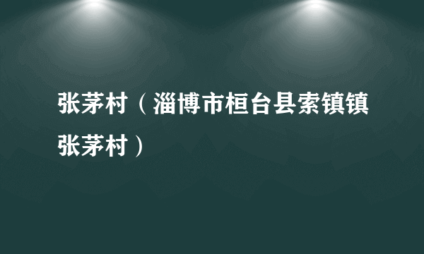 张茅村（淄博市桓台县索镇镇张茅村）