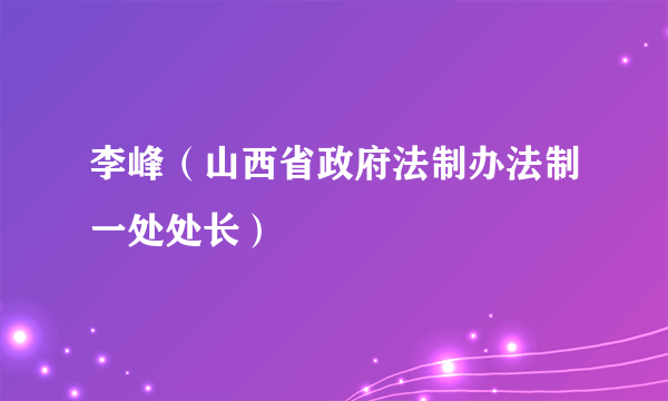 李峰（山西省政府法制办法制一处处长）