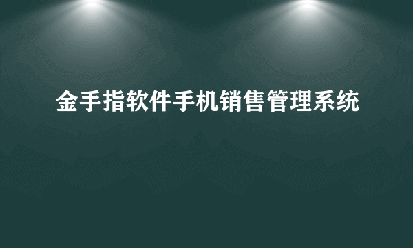 金手指软件手机销售管理系统