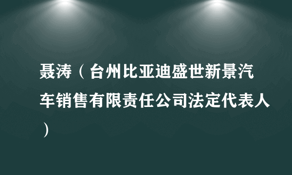 聂涛（台州比亚迪盛世新景汽车销售有限责任公司法定代表人）